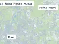 Map showing the route from Roma to Fonte Nuova with labels for both cities.