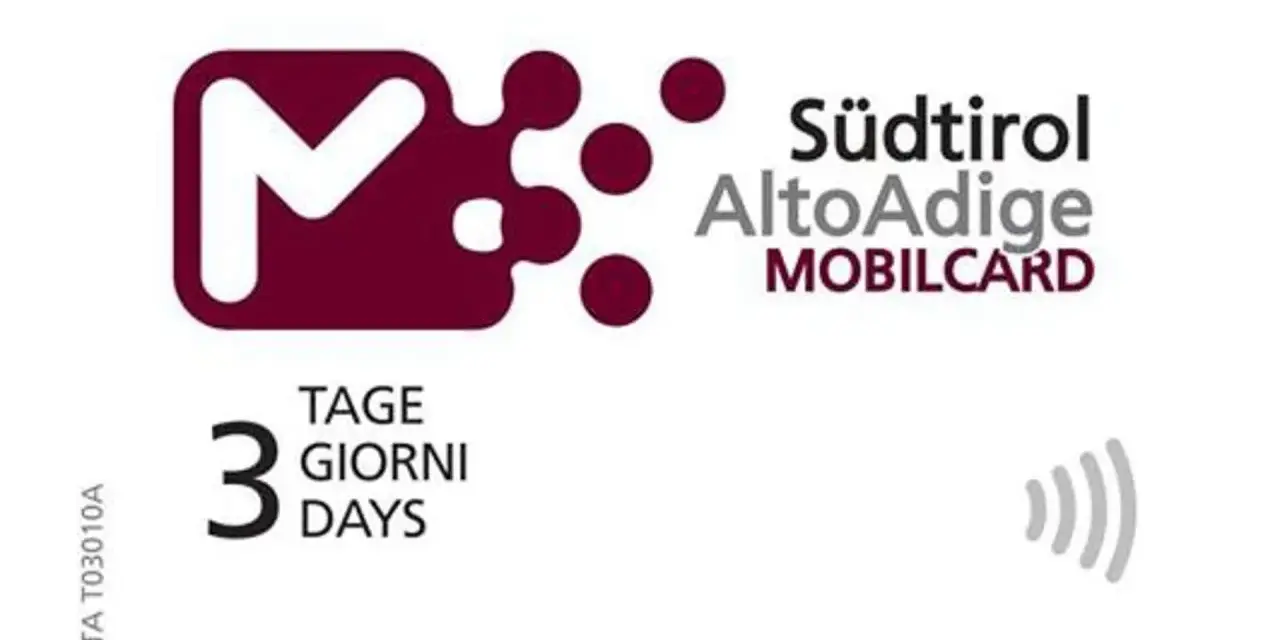 La Südtirol AltoAdige MOBILCARD, valida 3 giorni, è la tua chiave per esplorare l'Alto Adige con facilità.
