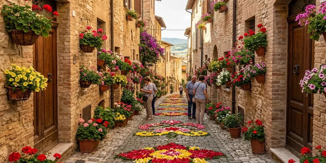 Un suggestivo tour Umbria 3 giorni tra vicoli fioriti e tappeti di petali.