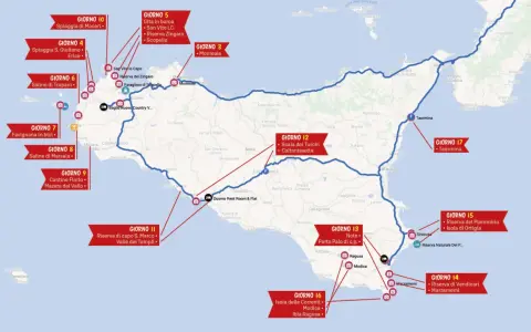 Itinerario in Sicilia: una vacanza a sorpresa tra spiagge, riserve naturali e siti archeologici, da Trapani a Taormina.