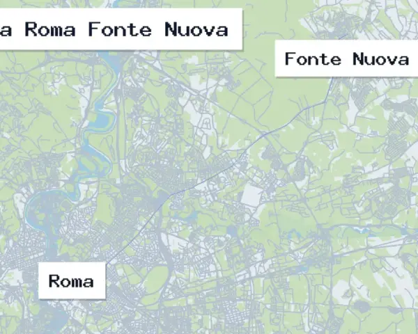 Map showing the route from Roma to Fonte Nuova with labels for both cities.