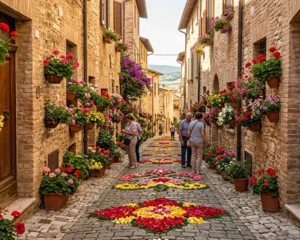 Un suggestivo tour Umbria 3 giorni tra vicoli fioriti e tappeti di petali.